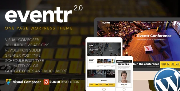 Eventr One Page Event WordPress Theme 2.0 GPL Theme