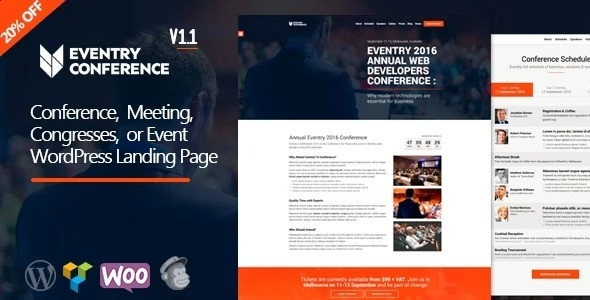 Eventry Conference Meetup Landing Page WordPress Theme 1.2.7 GPL Theme