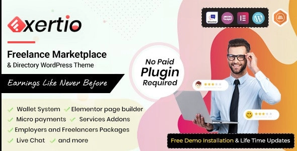 Exertio Freelance Marketplace WordPress Theme 1.3.0 GPL Theme