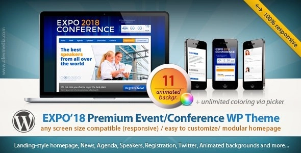 Expo18 Responsive Event Conference WordPress Theme 1.2.4 GPL Theme