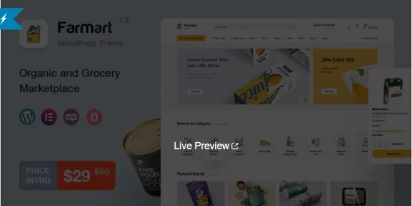 Farmart Organic Grocery Marketplace WordPress Theme 1.1.5 GPL Theme