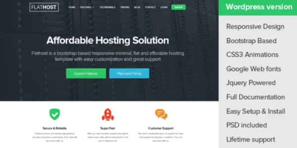 FlatHost WordPress Hosting Theme 2.2 GPL Theme
