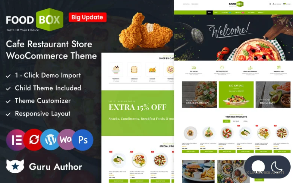 Food Box Restaurant and Cafe Store Elementor WooCommerce Responsive Theme 1.0 GPL Theme