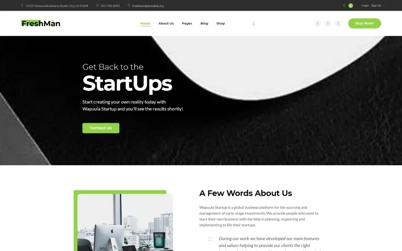 Freshmen Startup Company WordPress Elementor Theme WordPress Theme 1.0.1 GPL Theme