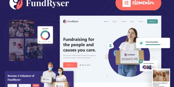Fundryser Charity Fundraising Donation Elementor WordPress Theme 1.0.0 GPL Theme