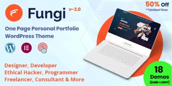 Fungi One Page Personal Portfolio WordPress Theme 1.0.3 GPL Theme