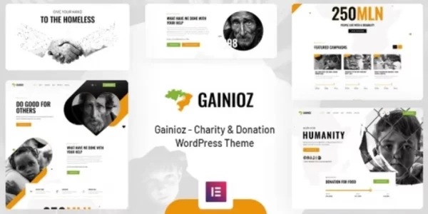Gainioz Charity Donation WordPress Theme 1.0.0 GPL Theme