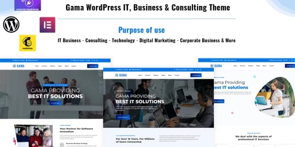 Gama IT, Business and Consulting WordPress Elementor Theme WordPress Theme 1.0.0 GPL Theme