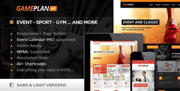 Gameplan Event and Gym Fitness WordPress Theme 1.6.1 GPL Theme