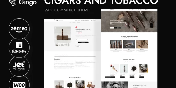 Gingo Cigars and Tobacco WordPress Theme 1.0.1 GPL Theme