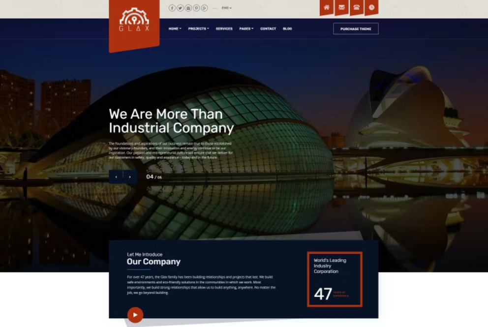 Glax | Industry WordPress Theme 1.4 GPL Theme