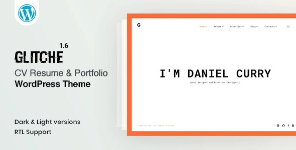 Glitche CV Resume Theme 3.0.2 GPL Theme