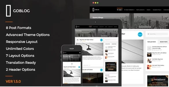 GoBlog Responsive WordPress Blog Theme 1.6.2 GPL Theme