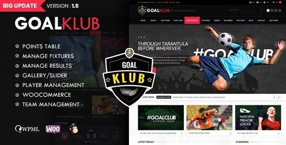 Goal Club | Sports Events WordPress Theme 1.5 GPL Theme