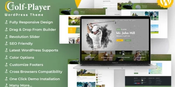 Golf player Golf and Sport WordPress Theme 1.0.0 GPL Theme