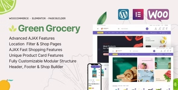 Green Grocery Grocery Store Organic Food Elementor Theme 1.1.0 GPL Theme