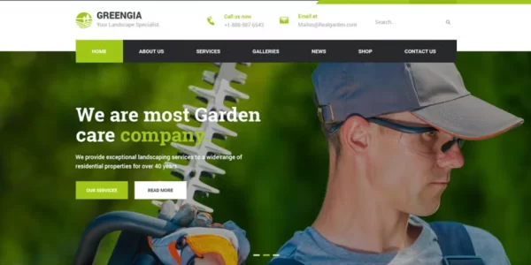 Greengia Gardening Landscaping WordPress Theme 2.1 GPL Theme