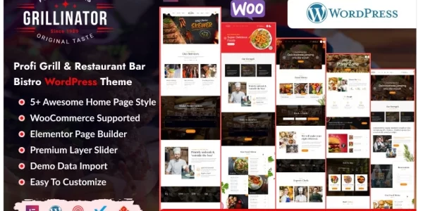 Grillinator Food Grill Restaurant Elementor WordPress Theme 1.1 GPL Theme