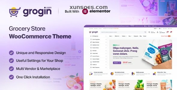 Grogin Grocery Store WooCommerce WordPress Theme 1.0.8 GPL Theme