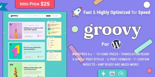 Groovy Modern Lightweight Blog for WordPress 2.0.0 GPL Theme