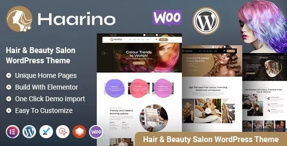 Haarino Hair Beauty Salon Barber Shop WordPress Theme 1.3 GPL Theme