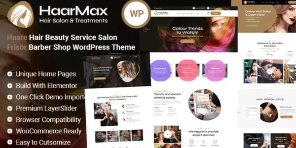 Haarmax Hair Beauty Salon Hairdresser Barber Shop WordPress Theme 1.1 GPL Theme