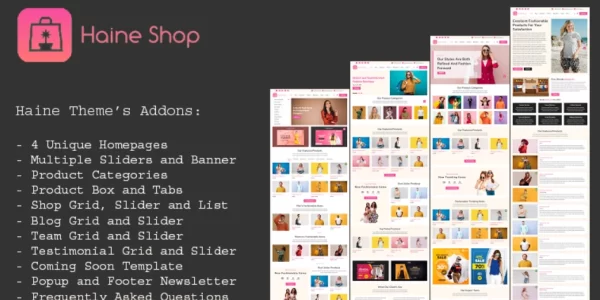 Haine eCommerce Shop for Fashion, Clothing, and Online Store Elementor WordPress WooCommerce Theme 1.6 GPL Theme