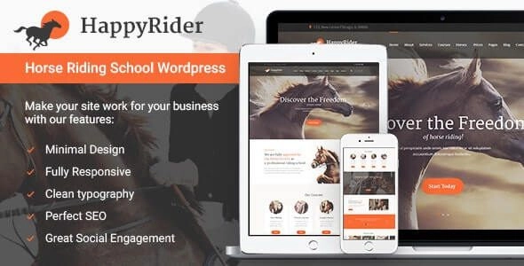 Happy Rider Horse School Equestrian Center WordPress Theme 2.9 GPL Theme