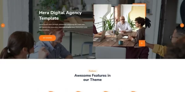 Hera Digital Agency One page WordPress Theme 1.1 GPL Theme