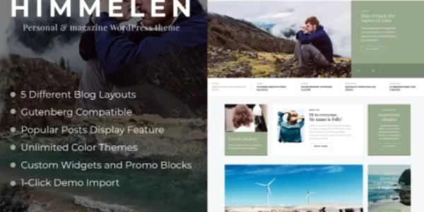 Himmelen Personal Minimal WordPress Blog Theme 2.2.2 GPL Theme