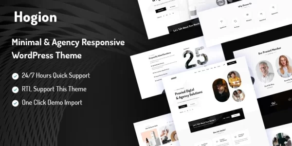 Hogion Minimal Agency Responsive WordPress Theme 1.0.0 GPL Theme