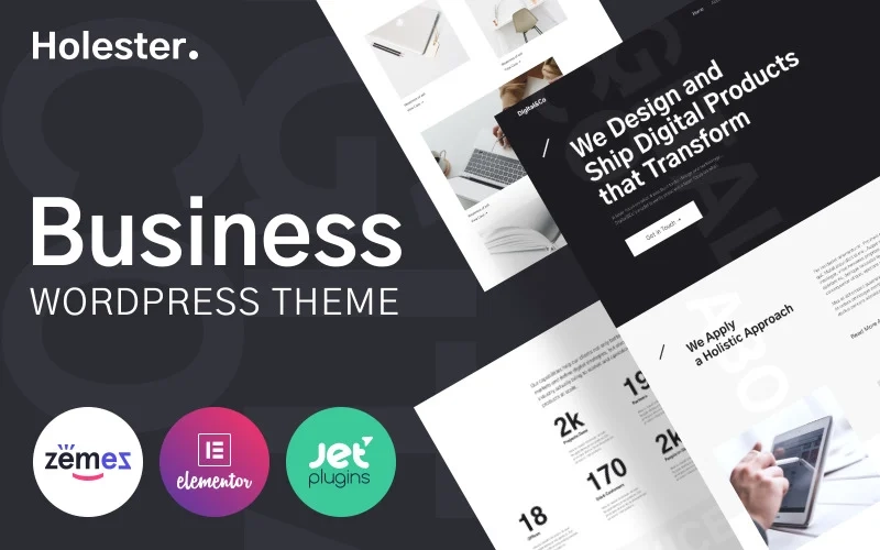 Holester Business Services Website Template WordPress Theme 1.0.1 GPL Theme