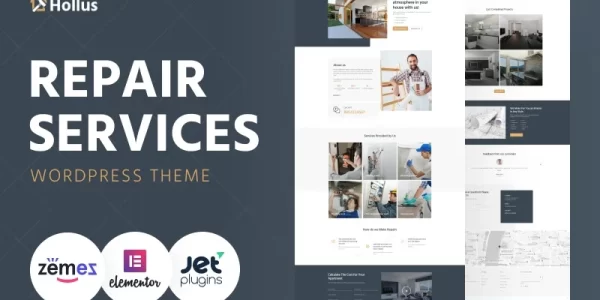 Hollus Repair Services Multipurpose Modern WordPress Elementor Theme WordPress Theme 1.0.1 GPL Theme