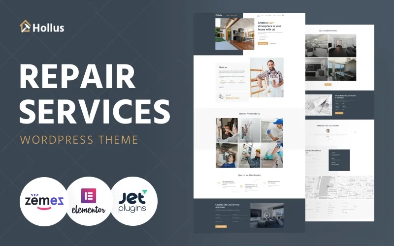 Hollus Repair Services Multipurpose Modern WordPress Elementor Theme WordPress Theme 1.0.1 GPL Theme