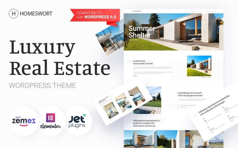 Homeswort Luxury Real Estate WordPress Elementor Theme WordPress Theme 1.0.2 GPL Theme