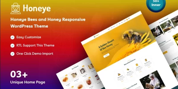 Honeye Bees and Honey Responsive WordPress Theme 1.0.0 GPL Theme