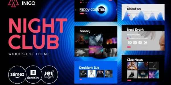 Inigo Night Club Responsive WordPress Theme 1.0.1 GPL Theme