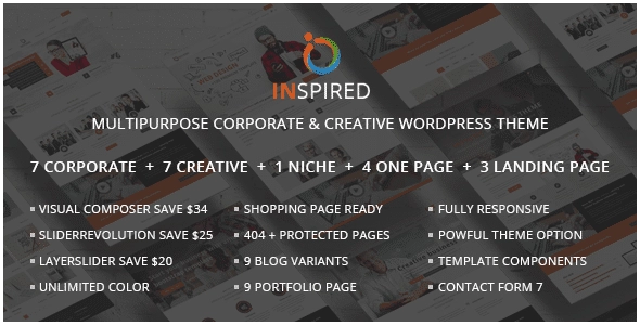 Inspired Multipurpose Corporate and Creative Bootstrap WordPress Theme 1.2.0 GPL Theme