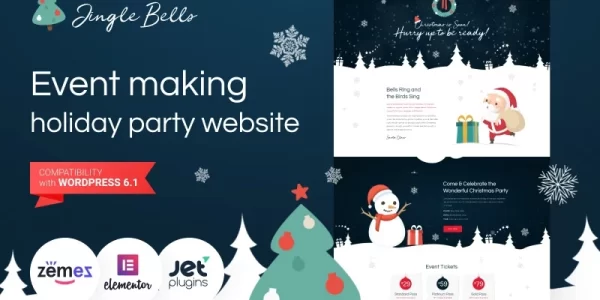 Jingle Bells Event Making Holiday Party Website WordPress Theme 1.0.0 GPL Theme
