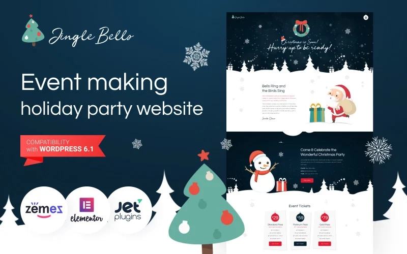 Jingle Bells Event Making Holiday Party Website WordPress Theme 1.0.0 GPL Theme