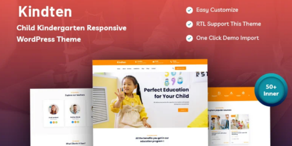 Kindten Child Kindergarten Responsive WordPress Theme 1.0.1 GPL Theme