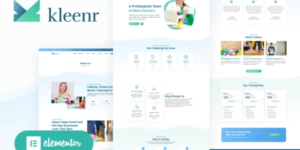Kleenr Cleaning Service Company Elementor WordPress Woocommerce Theme WordPress Theme 1.1.0 GPL Theme