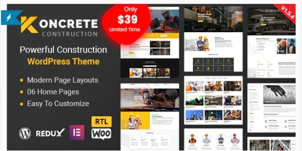 Koncrete Construction Building WordPress Theme 2.0.4 GPL Theme