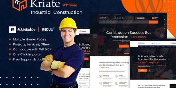 Kriate Industrial Construction Multipurpose WordPress Theme 1.2 GPL Theme