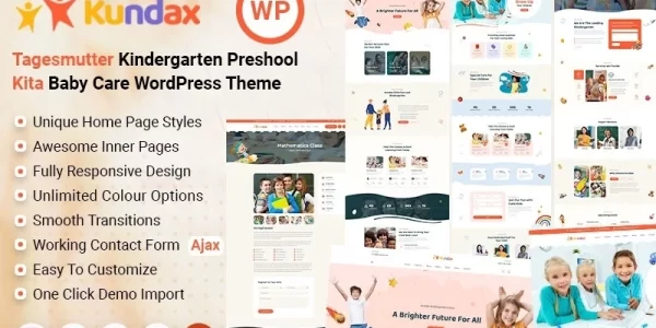 Kundax Kindergarten Baby Care Children WordPress Theme 1.2 GPL Theme