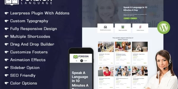 Language Courses Learning Center WordPress Theme 1.0.0 GPL Theme
