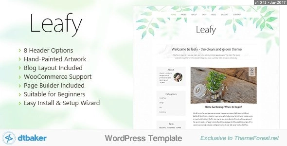 Leafy Minimal WordPress Blog Shop 1.0.12 GPL Theme