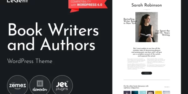 Legend Responsive Book Writers and Authors WordPress Theme 1.0.1 GPL Theme