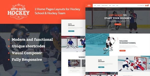 Lets Play Hockey School Sport WordPress Theme  1.1.3 1.1.3 GPL Theme
