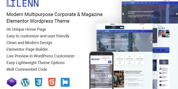 Lilenn-Modern Multipurpose Corporate Magazine Elementor WordPress Theme WordPress Theme 1.0 GPL Theme